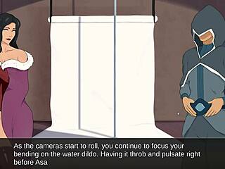 Cartoon hentai adventure with Asami Sato and her monster penis
