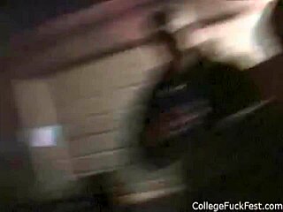Blonde sluts get down and dirty in a wild college party with two guys