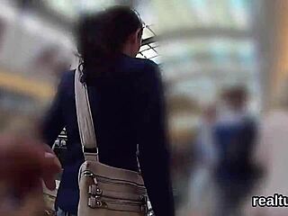 Amateur teen gets her ass ripped and teased in a shopping center
