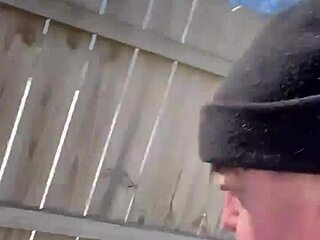 Big ass babe gets off in the snow