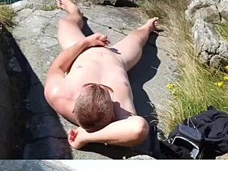Watch me cum outside on the beach