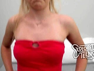 watch this leggy 18 year old blonde newbie suck cock like a pro