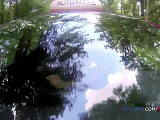 He takes his driving school student outdoors for intense anal assfucking under the sun.