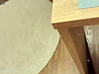 she gives blowjob and handjob in the furniture store