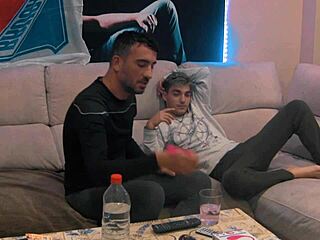 Amateur gay couple indulges in anal play and blowjob