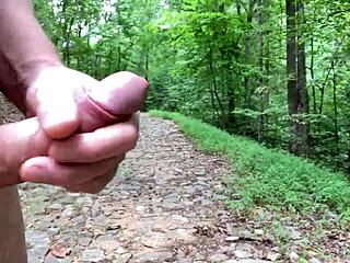 jerking off hard on the trail
