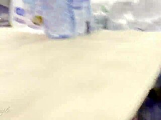 Public handjob leads to a risky cumshot in a supermarket
