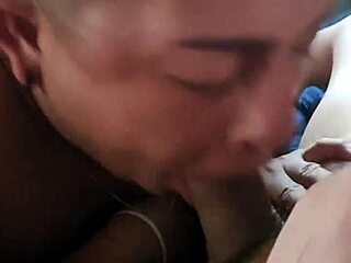 Gay amateur gets his dick sucked by a big cock
