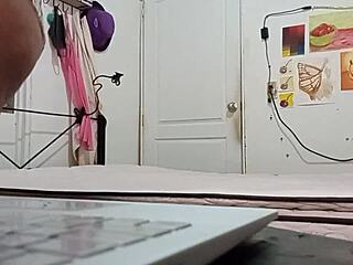 Curvy mexican teacher tends to her bed in voyeur video