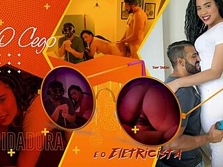 Cuckold husband watches as blindfolded Latina babysitter gets fucked by electrician