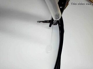 MasoCHIC: Submissive wife enjoys buttplug and precum in retro video