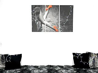 Trying on sexy stockings in this casual scene