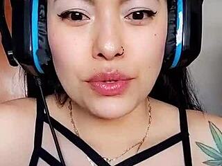 Sensual Latina amateur strokes her body to orgasm while watching porn