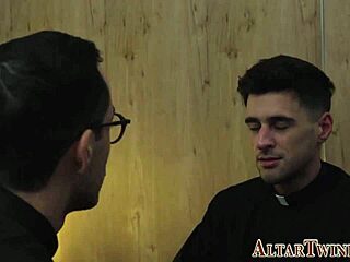 Taboo gay movie features priest and twink in anal sex