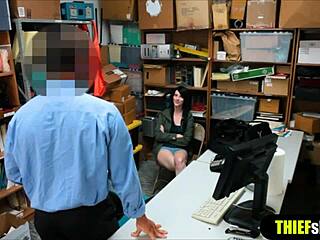 Raven-haired shoplifter bent over and fucked doggystyle on CCTV