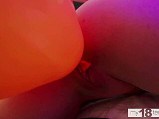 Nude Teen Girl with Big Tits Plays with Balloons