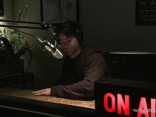 A stunning blonde with large breasts engages in passionate sex with a radio personality