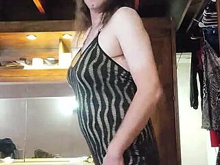 Voluptuous transsexual in lingerie and dresses for your pleasure