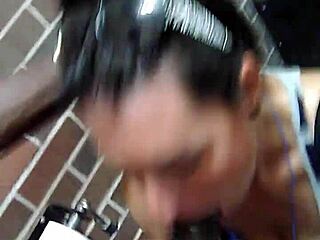 White girl deepthroats that big black cock so well.