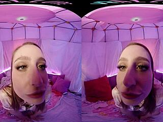 Blonde with big tits masturbating with toys in POV