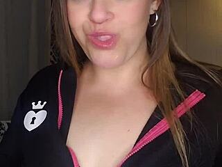 Small boobed Mandie gives a rough blowjob with gagging and spitting