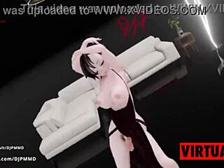 Adorable futa Rachel's captivating dance performance to Dj Riko's pop remix in Mmd animation