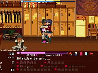 Animated pornographic game featuring a manager satisfying okeyutei in 2D