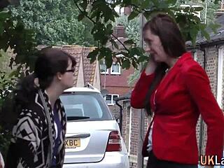 British milf in stockings intensely sucks monster cock in threesome.