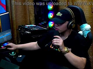 Sexy latina brunette Daniely Patricia Red kisses in the middle of podcast interview