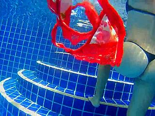 Three Amateurs Fuck Black Dildo In Public Pool With Panties In Pussy