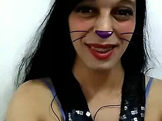 Charming transgender woman performs on Facebook