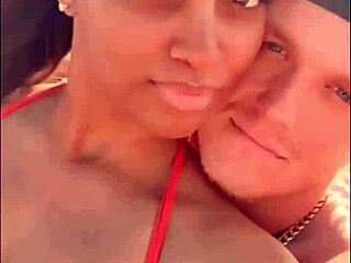 Interracial couple stops for quick roadside action