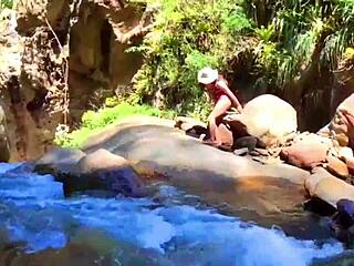 Lilyan Masturbates With Dildo On Riverbank! Watch Her Ass Shake!