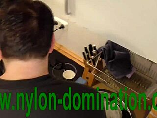 Nylon domina trains housewife slave