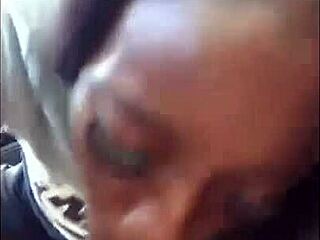 Ebony chick sucks white dick!