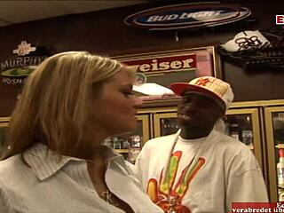 I feel so thrilled picking up this busty blonde milf waitress for intense bbc sex at the bar.