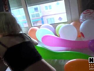The porn balloons of Nora in fetish masturbation.