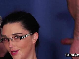 frisky bombshell swallows every drop of sperm