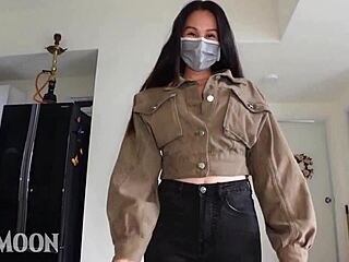 Oiled massage on large natural breasts