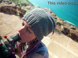 Tattooed girl with pierced pussy gets anal fucked outdoors