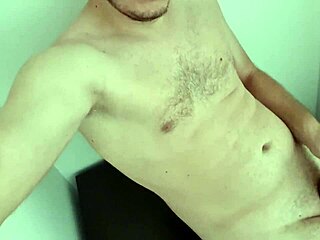 Chubby teen boy shows off his big cock in solo video