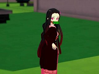 Join Nezuko Chan in her struggle to resist her desires in this seductive anime