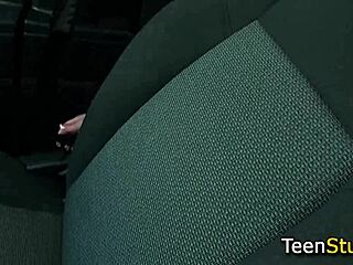 European teen gets naughty on camera in car