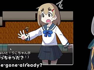 In this anime hentai, crossdressing girl akari plays magic game with small tits and machine