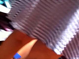 pregnant latina in skirt, upskirt view