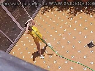 My neighbor’s wife is sexy and I watched her pee from my balcony