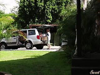 Stunning beauty rides hard outdoors with intense flair