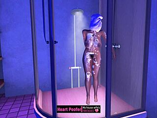 Cartoon Character Bathing In Shower