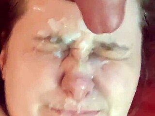 Amateur Gets Her Face Cum Dumped!