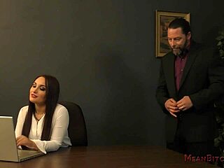 Gabriella Paltrova is the boss and she is a femdom in this video.